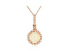 ESTATE 1.32CT DIAMOND & AAA OPAL 14KT ROSE GOLD 3D ROUND HALO FLOATING PENDANT