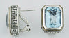 LARGE 17.5CT AAA BLUE TOPAZ 14KT YELLOW GOLD & 925 SILVER 3D HANGING EARRINGS