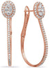ESTATE 1.11CT DIAMOND 14KT ROSE GOLD CLUSTER OVAL HOOP CLIP ON HANGING EARRINGS