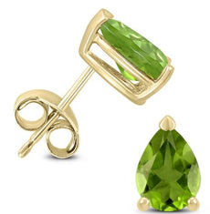 ESTATE 2.1CT AAA PERIDOT 14KT YELLOW GOLD CLASSIC PEAR SHAPE STUD EARRINGS