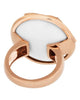 33.54CT BLACK DIAMOND & AAA WHITE AGATE 18KT ROSE GOLD OPEN FLOWER CIRCULAR RING