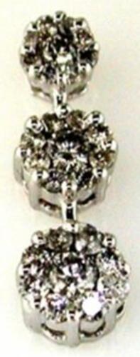 .50CT DIAMOND 14KT WHITE GOLD 3D FLOWER GRADUATING JOURNEY LOVE FLOATING PENDANT