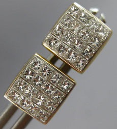 .64CT DIAMOND 14KT YELLOW GOLD 3D PRINCESS INVISIBLE SQUARE STUD EARRINGS #27564