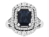 3.05CT DIAMOND & AAA SAPPHIRE 14K WHITE GOLD EMERALD CUT & ROUND ENGAGEMENT RING