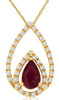 1.6CT DIAMOND & AAA RUBY 14KT YELLOW GOLD 3D PEAR SHAPE & ROUND FLOATING PENDANT