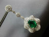 ESTATE EXTRA LARGE 10.14CT DIAMOND & AAA EMERALD 18K WHITE GOLD HANGING EARRINGS