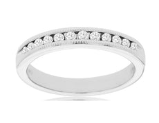 .25CT DIAMOND 14KT WHITE GOLD 3D CHANNEL FILIGREE SEMI ETERNITY ANNIVERSARY RING