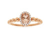 .48CT DIAMOND & AAA MORGANITE 14K ROSE GOLD 3D OVAL & ROUND HALO BEADED FUN RING