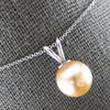 ESTATE AAA PINK SOUTH SEA PEARL 14K WHITE GOLD 3D CLASSIC 8.5MM FLOATING PENDANT