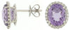 4.75CT DIAMOND & AAA AMETHYST 14KT WHITE GOLD 3D OVAL & ROUND HALO STUD EARRINGS