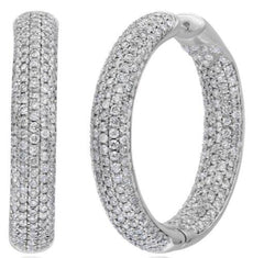 2.99CT DIAMOND 18KT WHITE GOLD 3D CLASSIC MULTI ROW INSIDE OUT HANGING EARRINGS