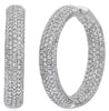 2.99CT DIAMOND 18KT WHITE GOLD 3D CLASSIC MULTI ROW INSIDE OUT HANGING EARRINGS