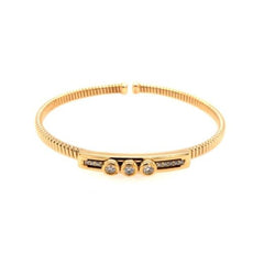 .51CT DIAMOND 18KT YELLOW GOLD PAST PRESENT FUTURE FLEXIBLE CUFF BANGLE BRACELET