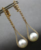 LARGE & LONG .88CT DIAMOND & AAA SOUTH SEA PEARL 18KT ROSE GOLD HANGING EARRINGS