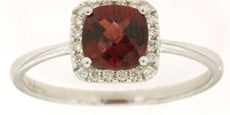 1.20CT DIAMOND & AAA GARNET EF CUSHION AND ROUND 14K WHITE GOLD 3D HALO FUN RING