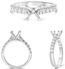 .54CT DIAMOND 14KT WHITE GOLD CLASSIC ROUND 4 PRONG SEMI MOUNT ENGAGEMENT RING