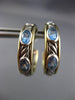 WIDE DAVID YURMAN 2.0CT BLUE TOPAZ 18K YELLOW GOLD & 925 SILVER 3D HOOP EARRINGS