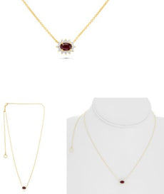 .70CT DIAMOND & AAA RUBY 18KT YELLOW GOLD ROUND FLOWER ADJUSTABLE LOVE NECKLACE