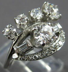 ANTIQUE WIDE 1.94CT OLD MINE DIAMOND 14KT WHITE GOLD 3D ART DECO ENGAGEMENT RING