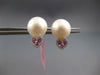 .37CT DIAMOND & AAA PINK SAPPHIRE & SOUTH SEA PEARL 14K WHITE GOLD STUD EARRINGS