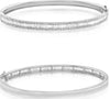 1.87CT DIAMOND 14KT WHITE GOLD 3D ROUND & BAGUETTE SEMI ETERNITY BANGLE BRACELET