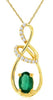 .52CT DIAMOND & AAA EMERALD 14KT YELLOW GOLD 3D OVAL LOVE KNOT FLOATING PENDANT