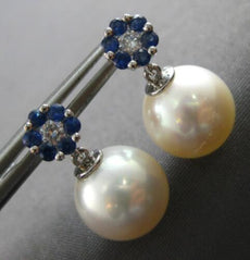 .50CT DIAMOND & AAA SAPPHIRE & AAA SOUTH SEA PEARL 14KT WHITE GOLD 3D EARRINGS