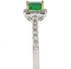 .98CT DIAMOND & AAA EMERALD 18KT 2 TONE GOLD SQUARE & ROUND HALO ENGAGEMENT RING