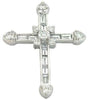 .77CT DIAMOND 14KT WHITE GOLD 3D ROUND & BAGUETTE FLORAL CROSS FLOATING PENDANT