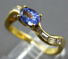 1.0CT DIAMOND & AAA TANZANITE 18K YELLOW GOLD OVAL & EMERALD CUT FUN RING #28032