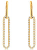 ESTATE .40CT DIAMOND 14K YELLOW GOLD 3D OPEN OVAL PAPERCLIP FUN HANGING EARRINGS
