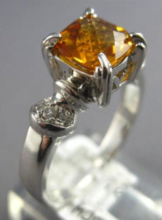 1.51CT DIAMOND & AAA CITRINE 14K WHITE GOLD 3D CUSHION & ROUND FILIGREE FUN RING