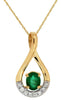 .41CT DIAMOND & AAA EMERALD 14KT YELLOW GOLD OVAL & ROUND LOVE FLOATING PENDANT