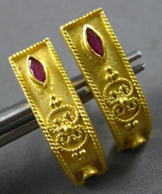ESTATE .14CT AAA SAPPHIRE & AAA RUBY 18KT YELLOW GOLD HANDCRAFTED EARRINGS 28194