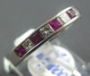 ESTATE 1.45CT DIAMOND & AAA RUBY 18KT WHITE GOLD 3D PRINCESS ANNIVERSARY RING