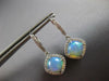 4.3CT DIAMOND & AAA AUSTRALIAN OPAL 14KT WHITE GOLD 3D CUSHION HANGING EARRINGS