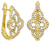.52CT DIAMOND 14KT YELLOW GOLD DOUBLE FLOWER CLASSIC LEVERBACK HANGING EARRINGS