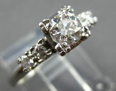 ANTIQUE .57CT OLD MINE DIAMOND PLATINIM FISHTAIL 5 STONE ENGAGEMENT RING #28024