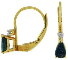 ESTATE .62CT DIAMOND & AAA SAPPHIRE 14KT YELLOW GOLD LEVERBACK HANGING EARRINGS