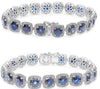 17.96CT DIAMOND & AAA SAPPHIRE 18K WHITE GOLD ROUND HALO OCTAGON TENNIS BRACELET