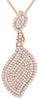 .72CT DIAMOND 14KT ROSE GOLD 3D CLASSIC DOUBLE LEAF FLORAL LOVE FLOATING PENDANT