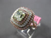GIA LARGE 3.06CT WHITE PINK & GREENISH YELLOW DIAMOND 18K WHITE & ROSE GOLD RING