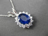 ESTATE LARGE 3.23CT DIAMOND & AAA SAPPHIRE 14KT WHITE GOLD OVAL FLOATING PENDANT