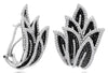 LARGE 7.44CT WHITE & BLACK DIAMOND 18KT WHITE GOLD MULTI LEAF HANGING EARRINGS