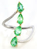 LARGE 1.69CT DIAMOND & AAA EMERALD 18KT 2 TONE GOLD PEAR SHAPE & ROUND FUN RING
