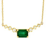 1.18CT DIAMOND & AAA EMERALD 14K YELLOW GOLD 3D SQUARE & ROUND 7 STONE NECKLACE