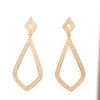 LARGE .77CT DIAMOND 18KT YELLOW GOLD 3D TEAR DROP GEOMETRICAL HANGING EARRINGS