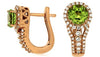 1.35CT DIAMOND & AAA PERIDOT 14KT ROSE GOLD 3D ROUND LEVERBACK HANGING EARRINGS