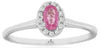 .42CT DIAMOND & AAA PINK SAPPHIRE 14KT WHITE GOLD 3D OVAL & ROUND HALO LOVE RING