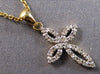 ESTATE SMALL .11CT DIAMOND 14KT YELLOW GOLD 3D FLORAL CROSS FLOATING PENDANT